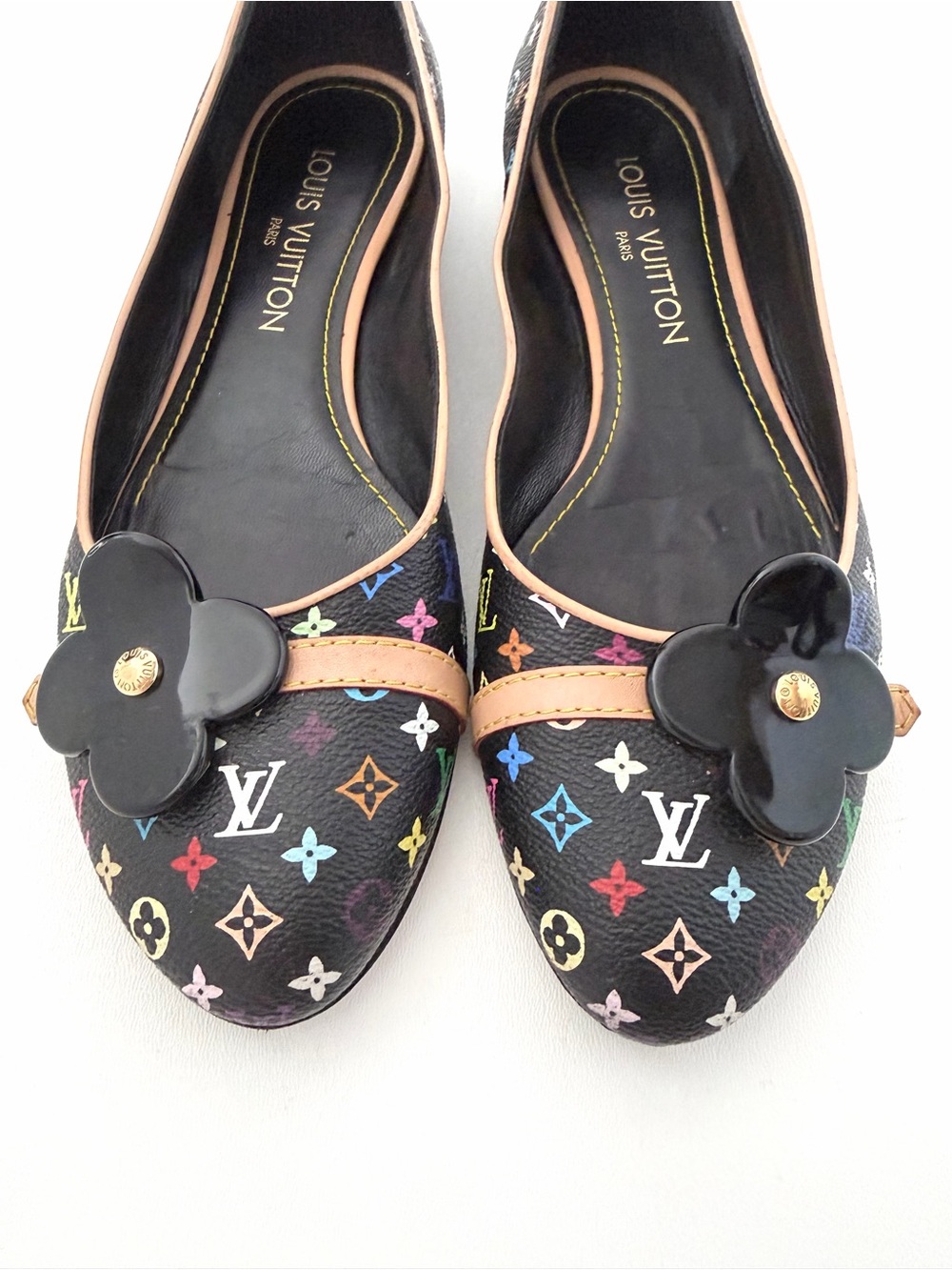 LOUIS VUITTON | Takashi Murakami Multicolor Ballet Flats Black Monogram EU 38.5 - Picture 5 of 14